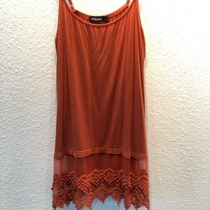 Burnt orange lace tank top